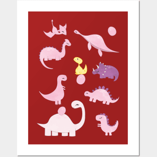 Pink Dinos Posters and Art